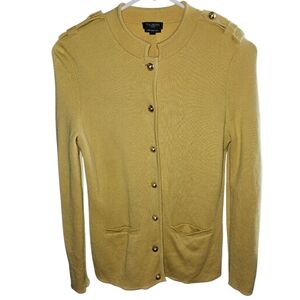 Talbots Petites Yellow Merino Wool Cardigan Sweater Size SP